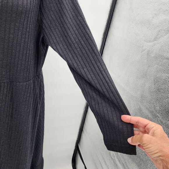 BLOOMMCHIC Black Ribbed Knit Fit & Flare Ruffled Midi Sweater Dress 14-16 NWT - Picture 7 of 13